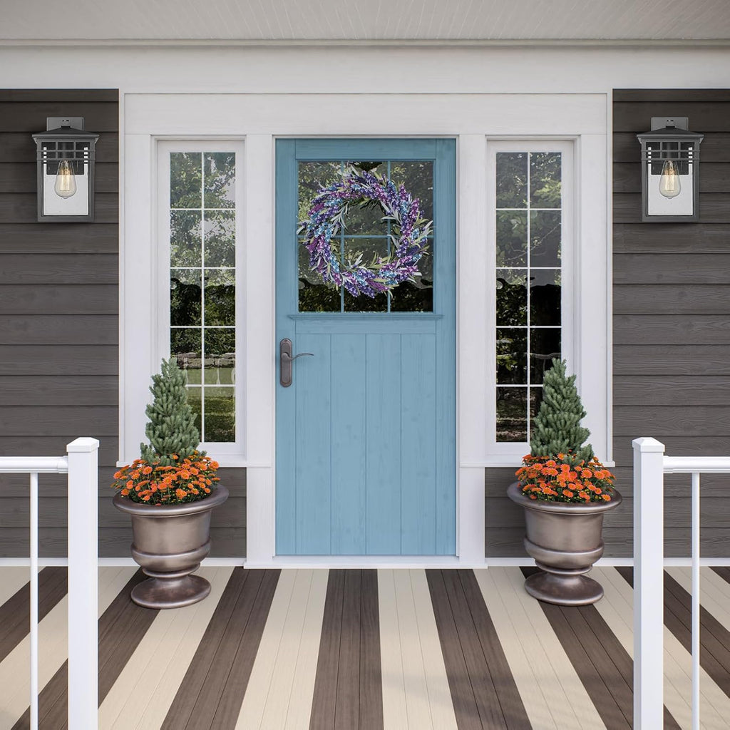 Outdoor Light Fixtures Wall Mount, Modern Farmhouse Exterior Wall Sconces with Seeded Glass for Porch