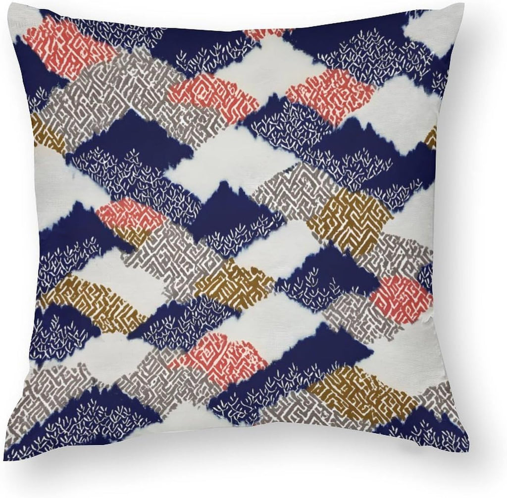 Japanese Retro Mixed Motif Throw Pillow Covers, Warm Autumn‐Winter Living Room Home Accent - Set of 2