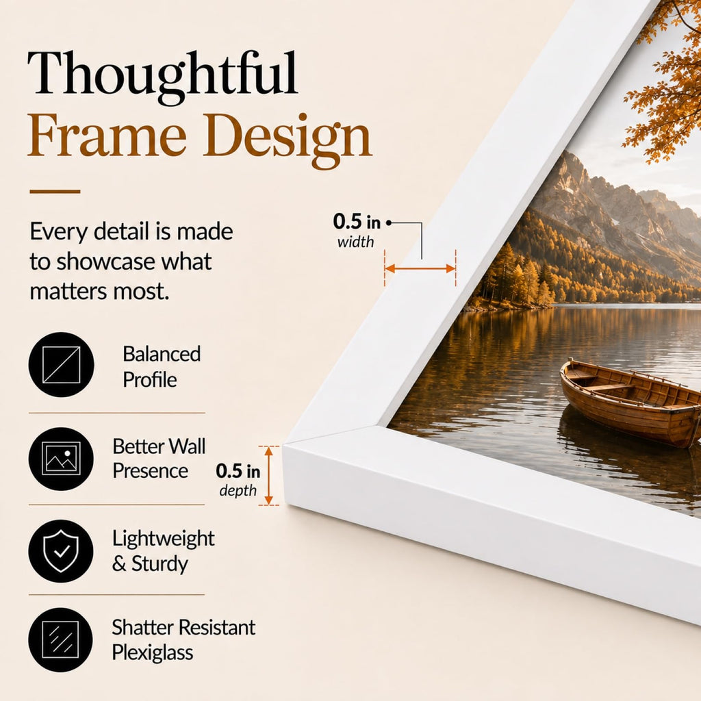 8.5x11 Picture Frame Set of 4 for Certificate Poster Photo, Horizontal and Vertical Formats for Wall Hanging or