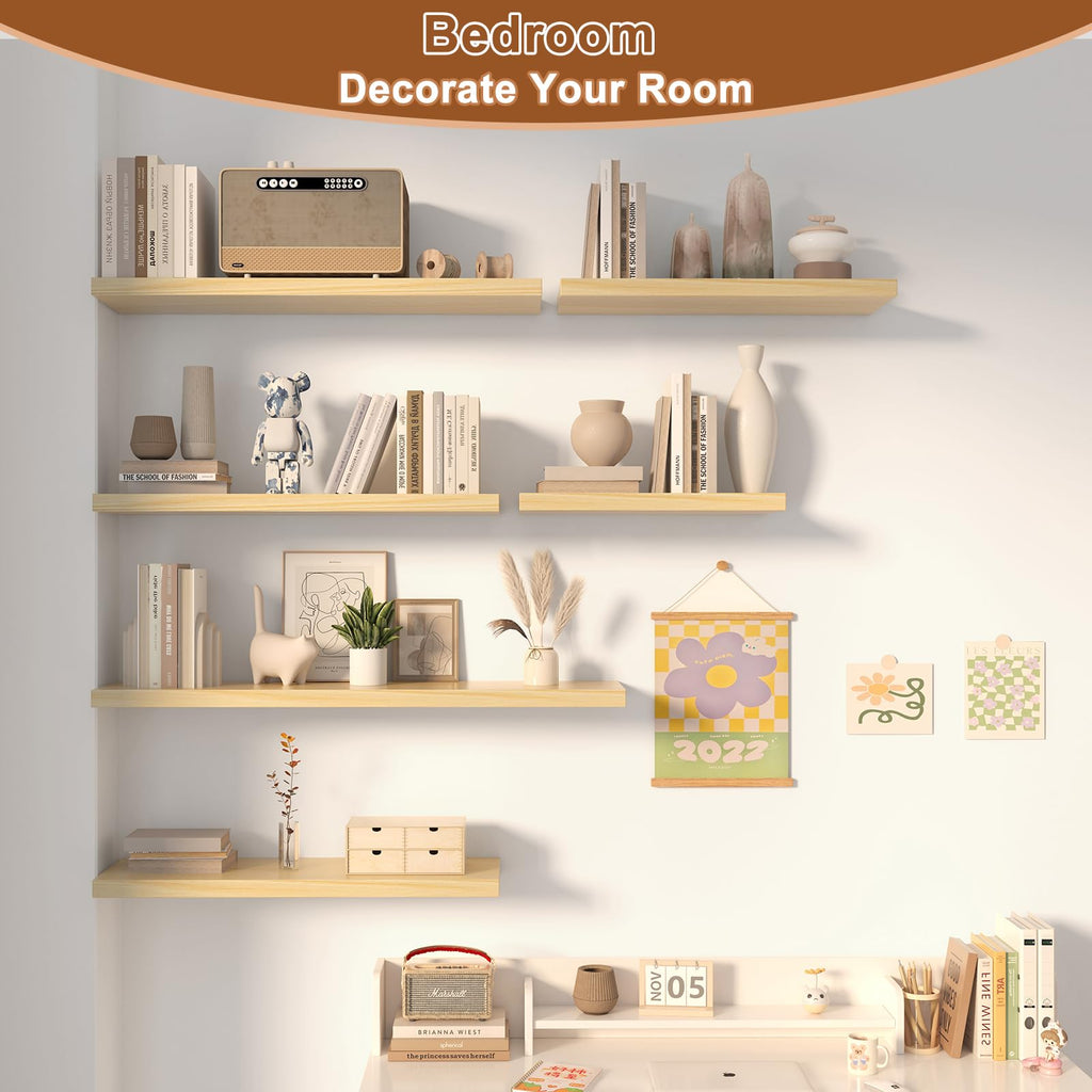 Large Floating Shelves for Wall 24" W x 12" D x 1.2" H Deep Floating Shelves 1 Pack Floating Shelf Large Storage