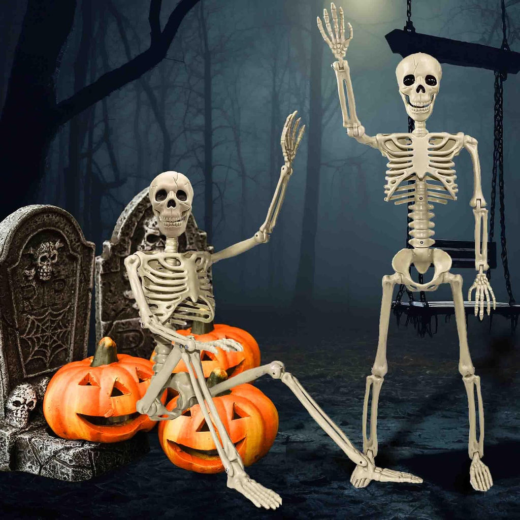 36" Skeleton Halloween Decorations, 3ft Life Size Human Skeleton with Full Body Movable Posable Joints Skeleton