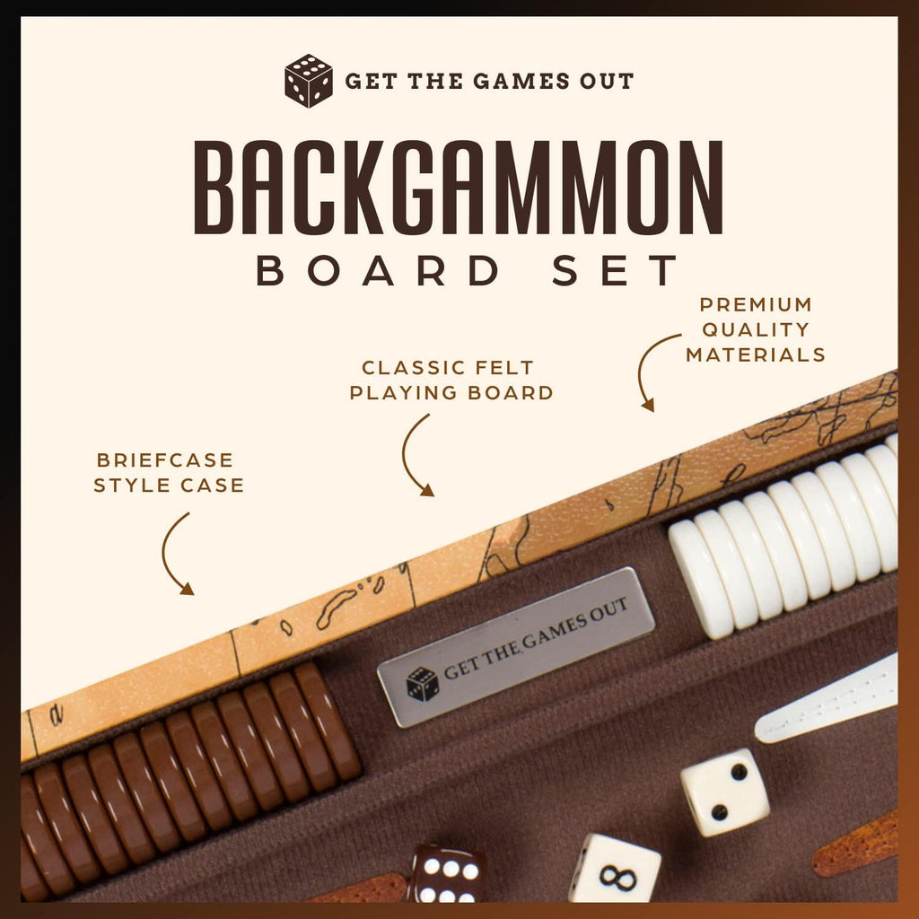 Top Backgammon Set - Classic Board Game Case - Best Strategy & Tip Guide - Available in Small, Medium and Large Sizes