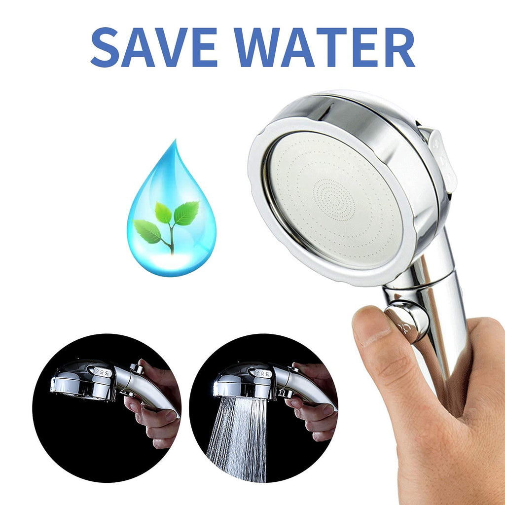 High Pressure Handheld Shower Head with On Off Switch (Chrome)