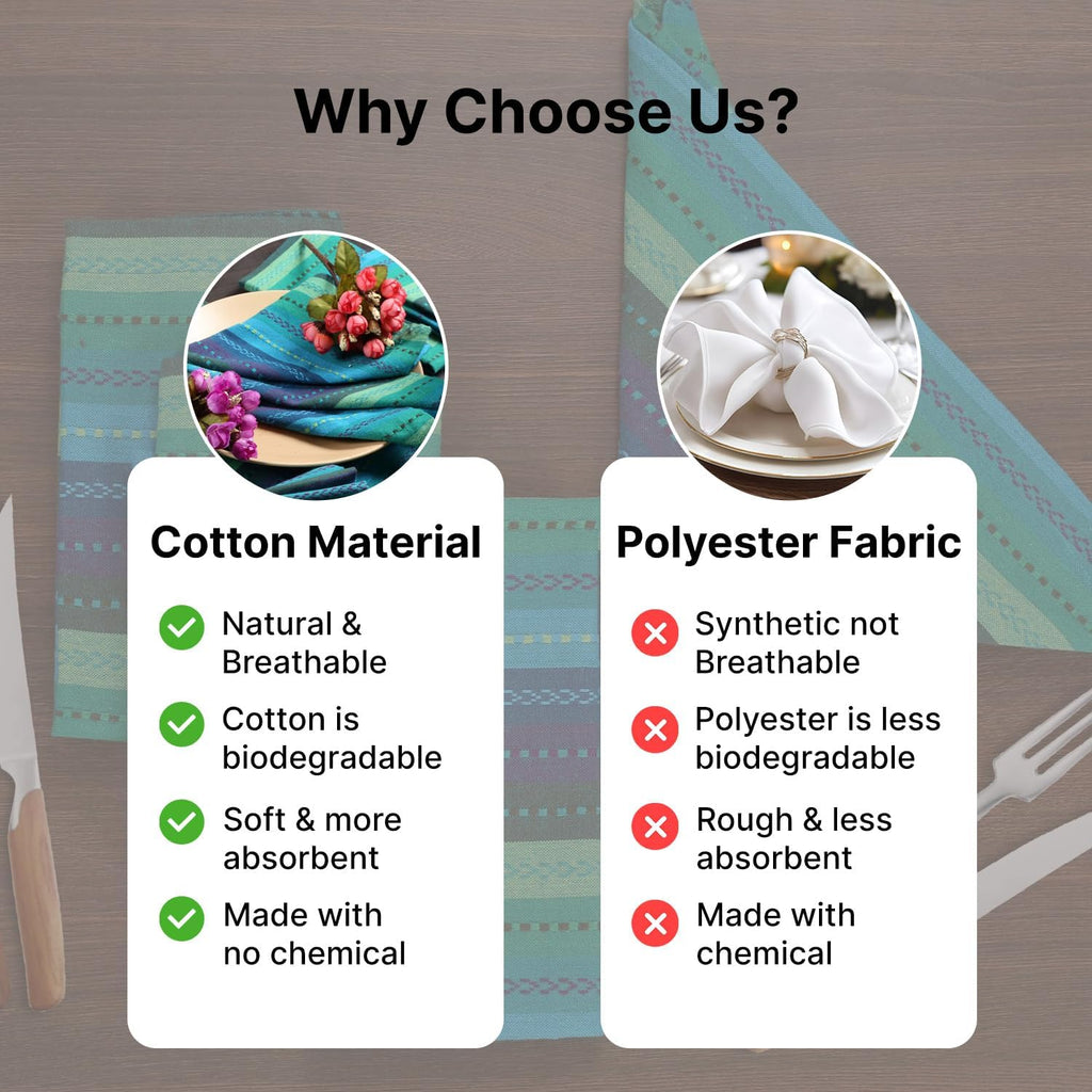 LFH Home Cotton Rich Cloth Salsa Napkin Set of 12 Washable Soft Durable Striped Table Napkins for Dining Wedding