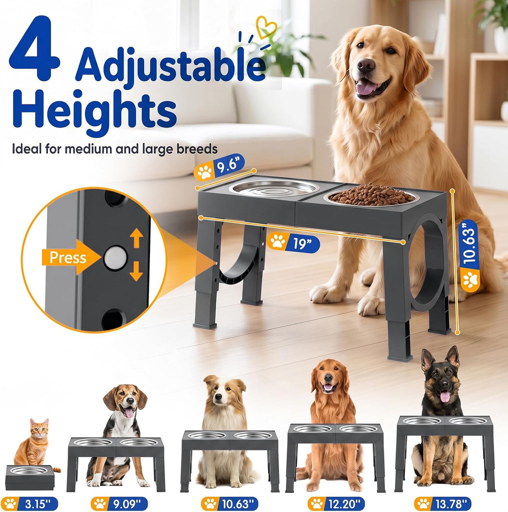 Elevated Dog Bowls Large Breed Raised Dogs Bowl Stand Large/Medium Sized Dog Stainless Steel Food Water Bowl Stands 5