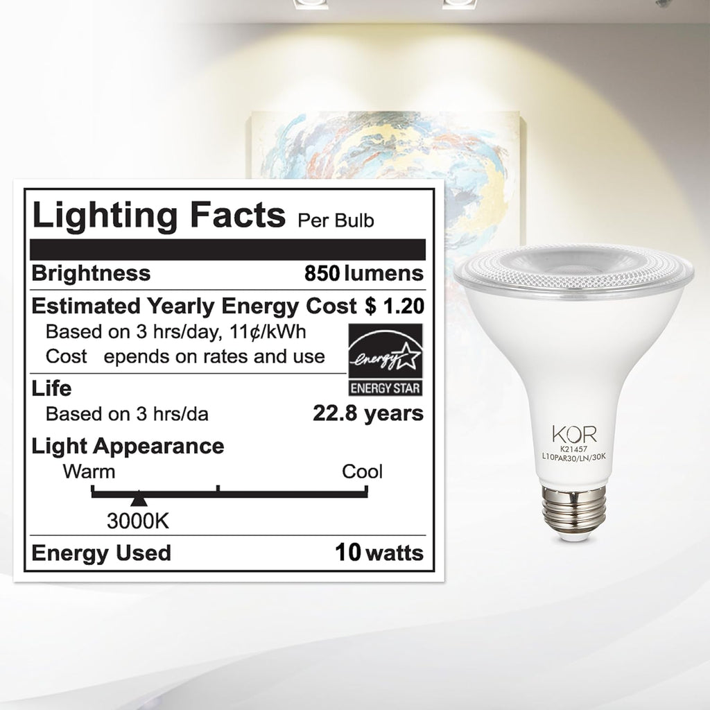 PAR30 Long Neck LED Flood Bulbs, Dimmable 75W Equivalent, 4 Pack