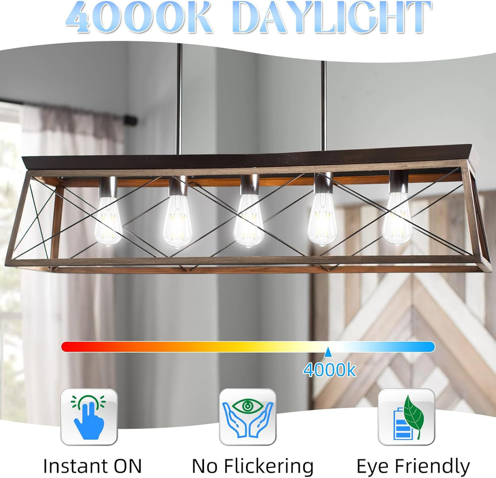 Edison Bulbs 60 watt Equivalent LED, E26 LED Bulb Non-Dimmable, 4000K Daylight White, ST58 Vintage Light Bulbs, 90+