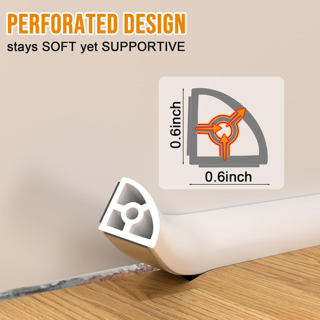 Flexible Quarter Round Molding Trim - 157in Waterproof Bendable Silicone Peel and Stick Molding Trim for Walls