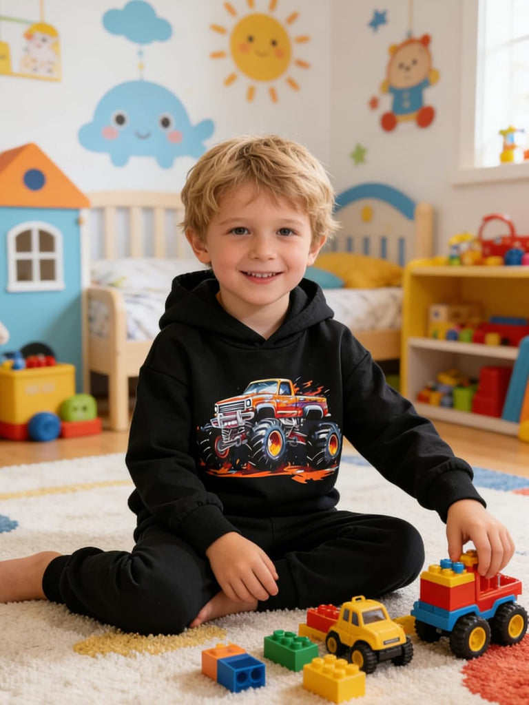 Toddler Boys' Dinosaur & Truck Print Pullover Hoodie and Sweatpants Set