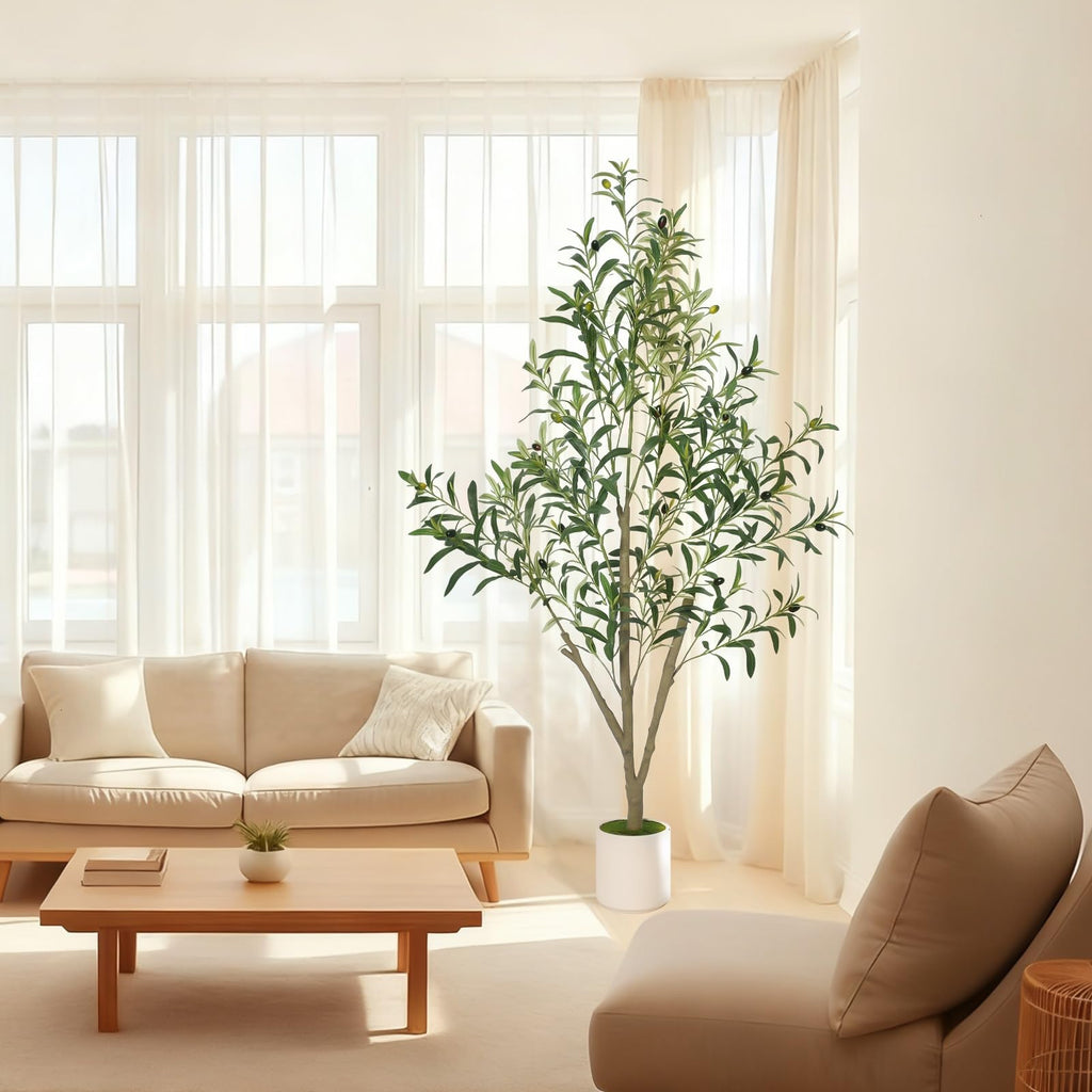 Faux Olive Tree Olive Trees Artificial Indoor with White Planter (5 FT)