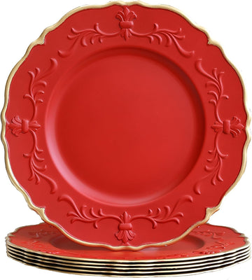 Christmas Red Plastic Charger Plates Set of 6