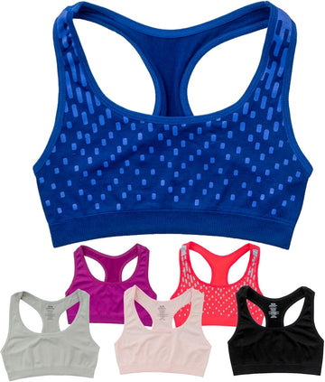 Seamless Girls Sports Bra, Pack of Racerback Training Bras for Girls