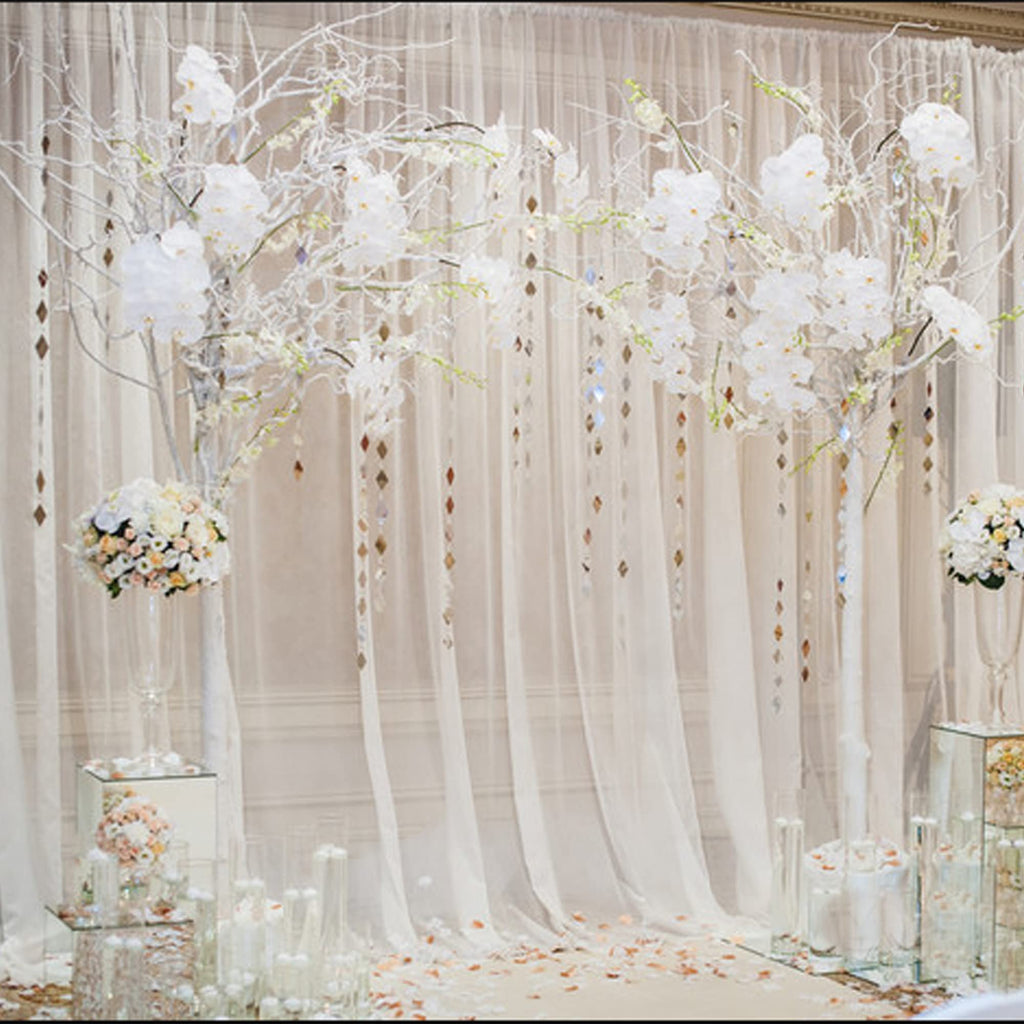 Ivory Sheer Scarf Valances for Windows 216 Inch Extra Long, Window Scarf Drapes Rod Pocket Backdrop for Wedding Arch