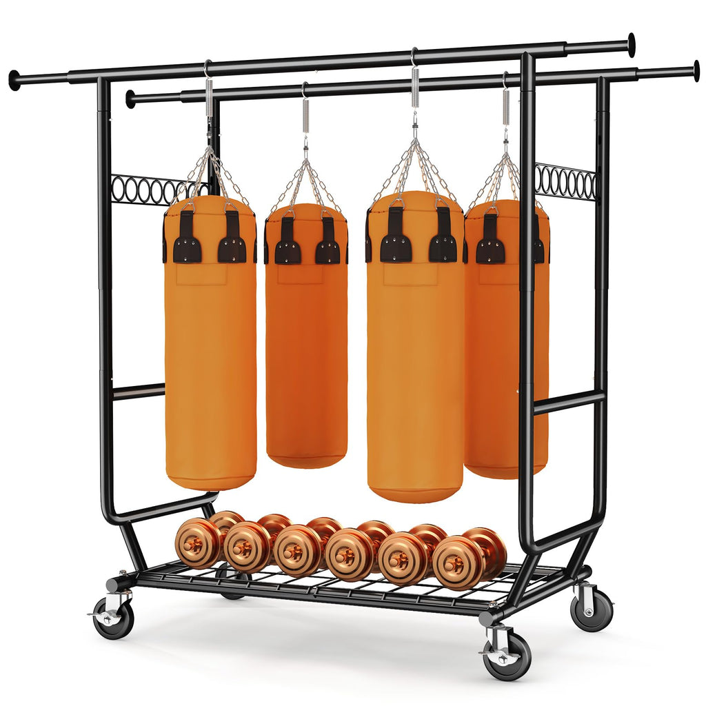 Clothes Rack Load 650 LBS Collapsible Clothing Rack Double Rod