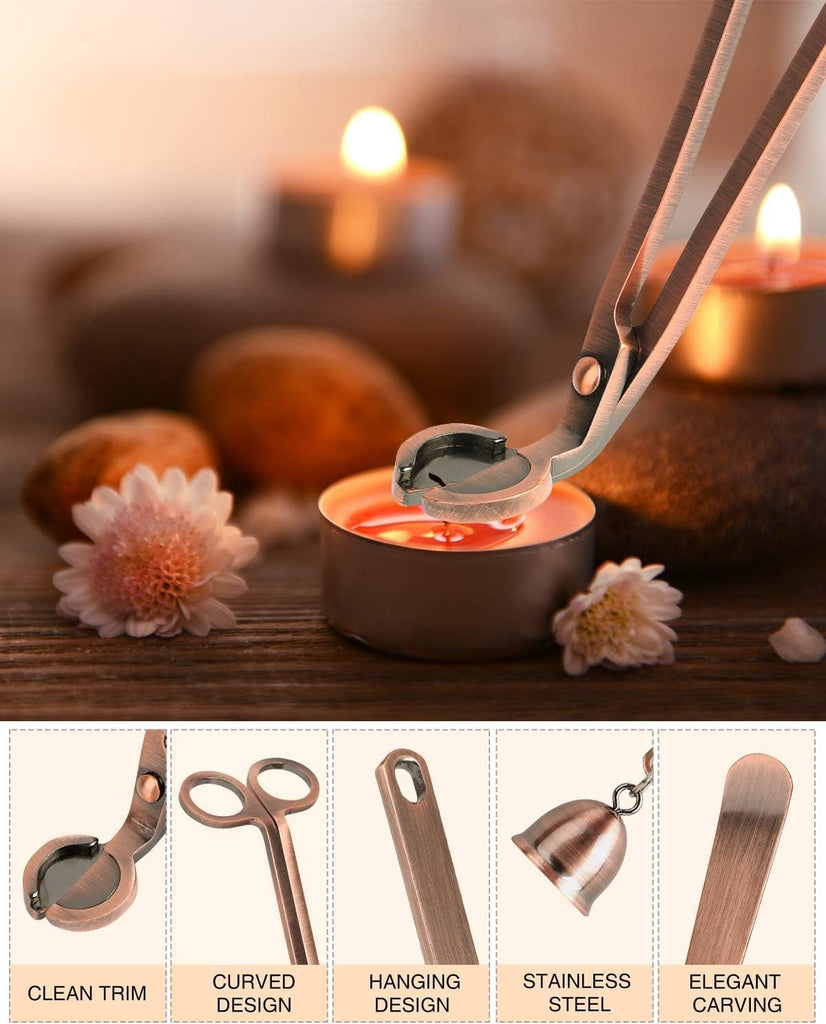 3 in 1 Candle Wick Trimmer Set, Snuffer, Dipper, Cutter, Copper
