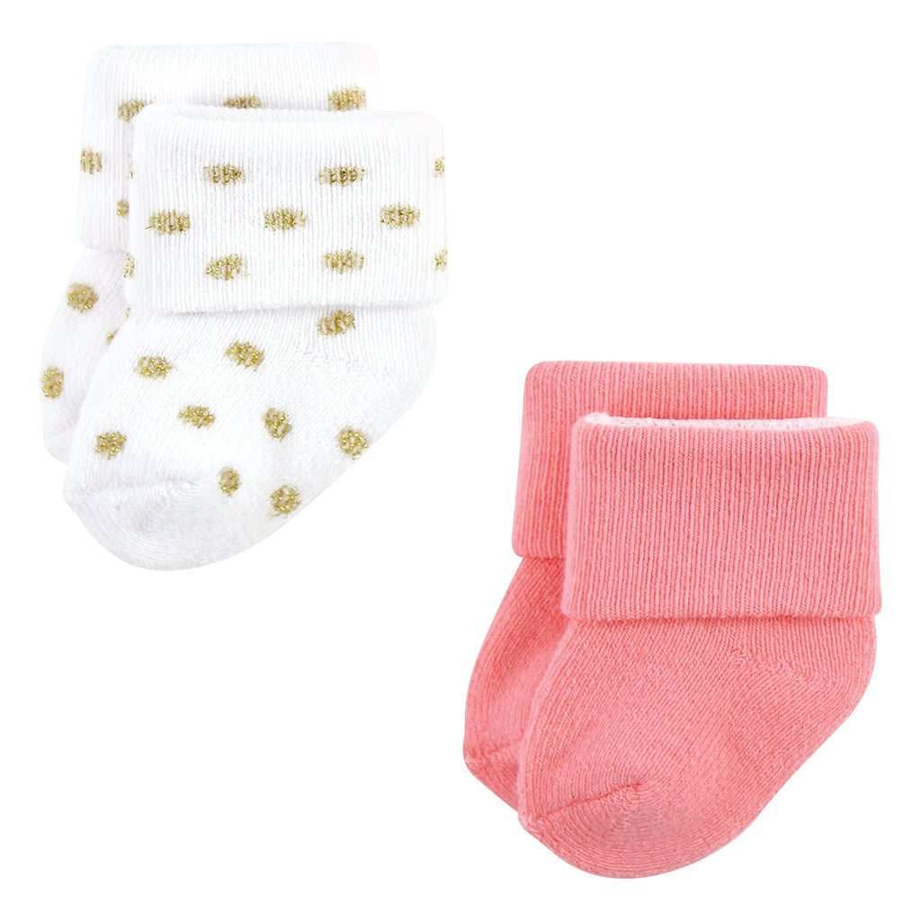 Unisex Baby Newborn Socks, Coral Sparkle