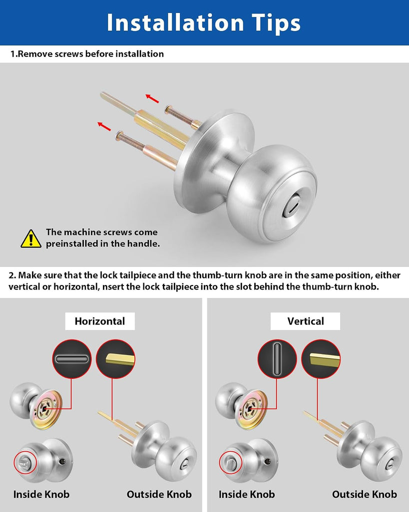 2 Set All Keyed Same Entry Door Knobs and Single Cylinder Deadbolt Combo Set for Entrance and Front Door, Keyed Alike