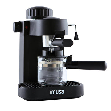 4 Cup Electric Espresso Cappuccino Coffee Maker, Black | Matte Finish, Milk Frother for Creamy Foam, Cappuccino and
