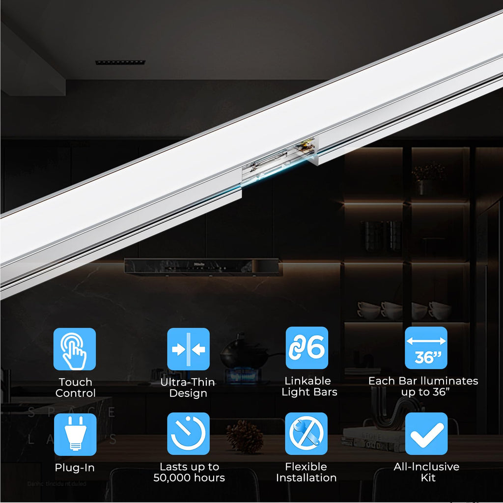 Smart Under Cabinet Lights 6 Bars, App/Voice/Hand Wave Control, Silver