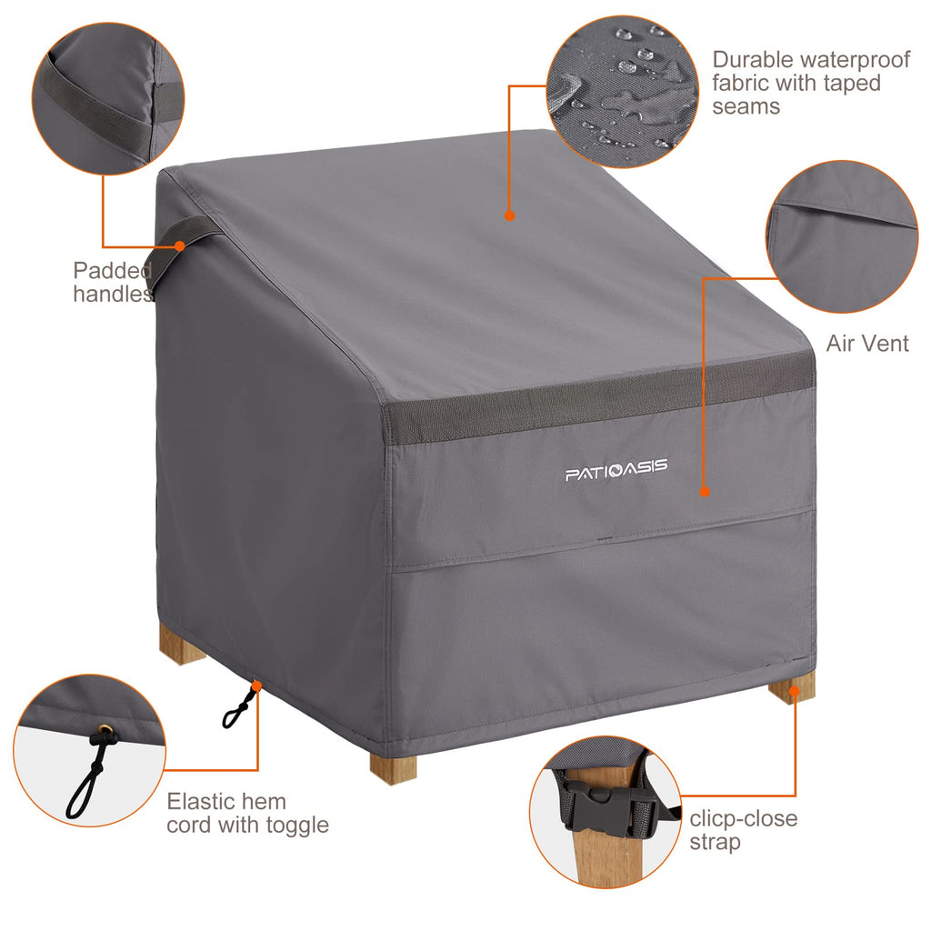 Waterproof Outdoor Single Arm Chair Covers Grey 36''w x 37''d x 36''h All Weather Resistant Covered Outdoor Lawn