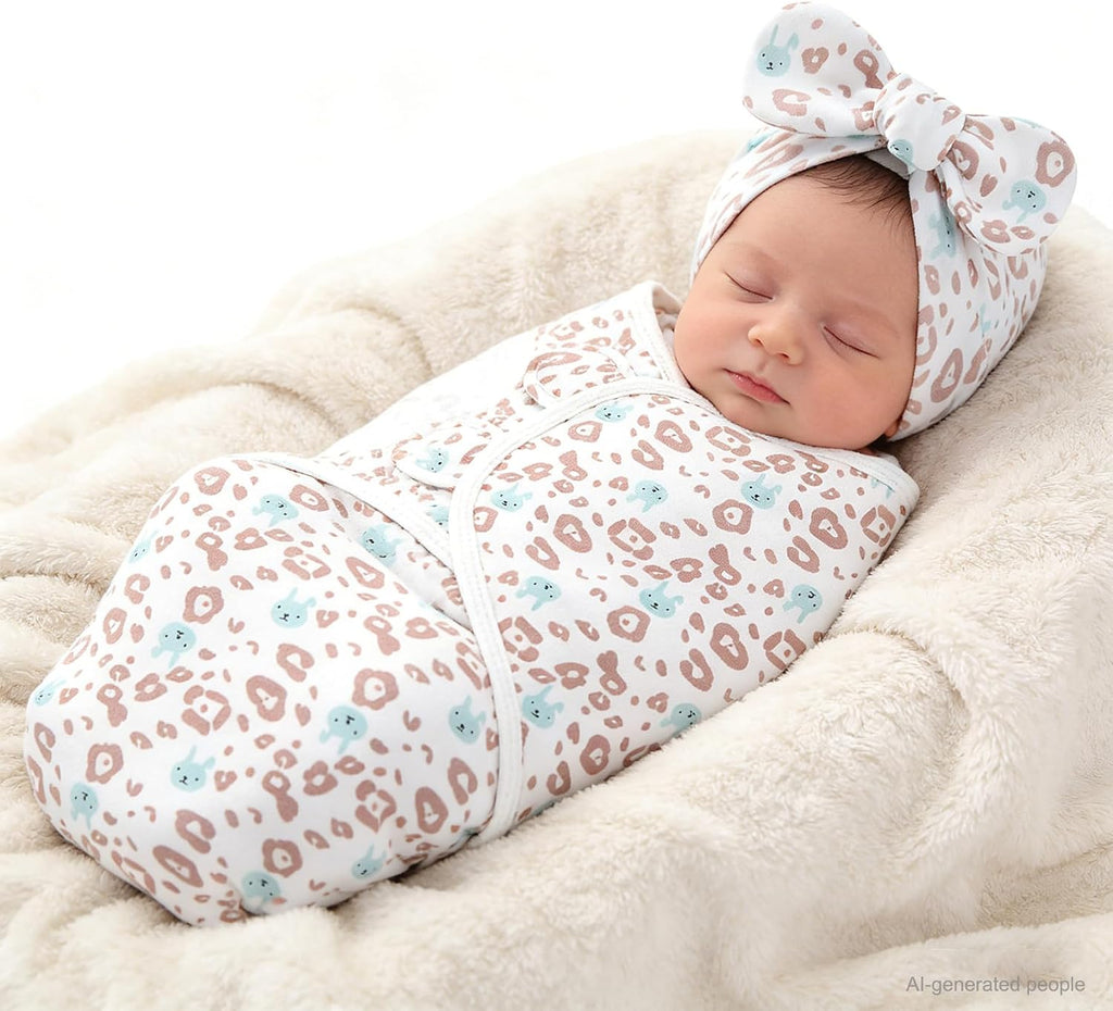 Pack Baby Swaddles for Newborns with Bow Hat for Girls Purple Set