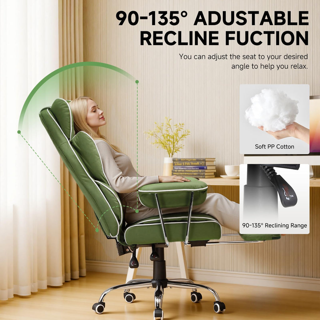 Big and Tall Gaming Chair with Pocket Spring Lumbar Support, Ergonomic Office Chair with Footrest, Executive Desk