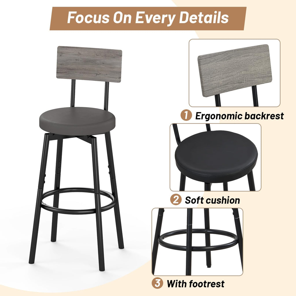 Dining Table Set for 4, 5-Piece Bar Table Set, Kitchen Table and Chairs, Counter Height High Top Table with 4 PU
