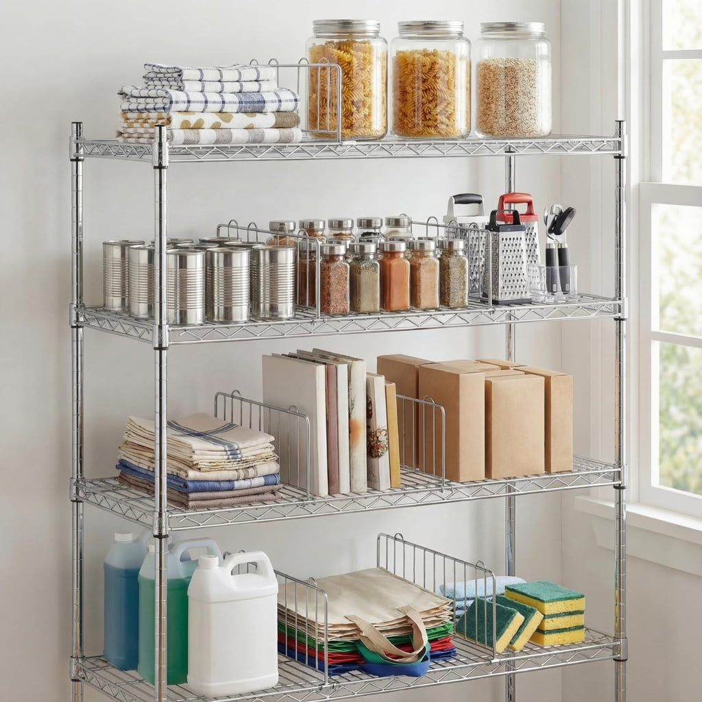 6 Pcs 14" W X 9" H Wire Shelf Divider for Wire Shelves, Silver