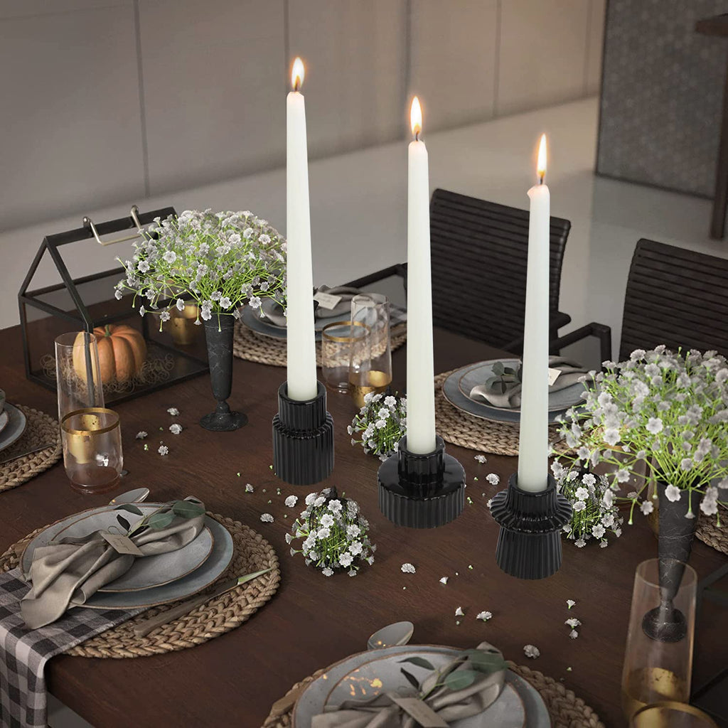 Taper Glass Candlestick Holders Tealight Candle Holders for Table Centerpieces, Wedding Decor and Dinner Party (6