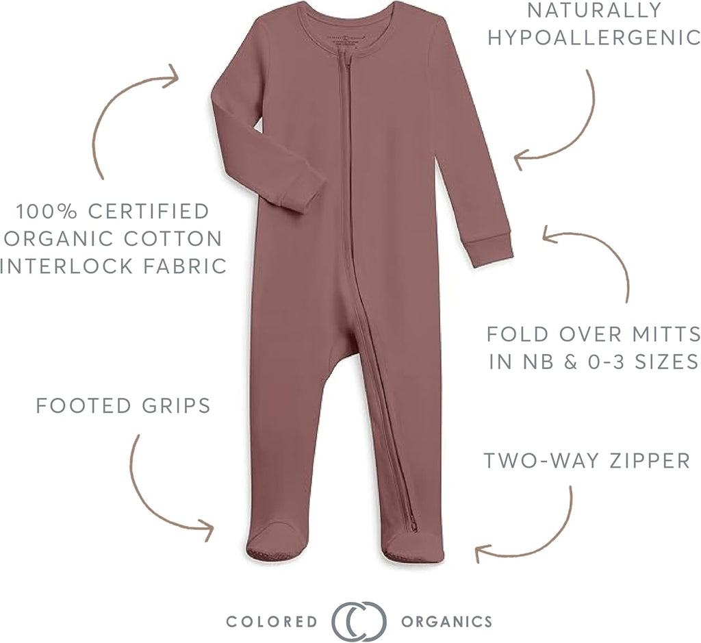 Zip-Up Footed Sleeper with Way Zipper - Organic Cotton Pajamas