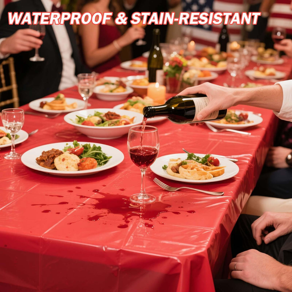 12 Pcs Red White Green Table Cloths, Christmas Plastic Tablecloths