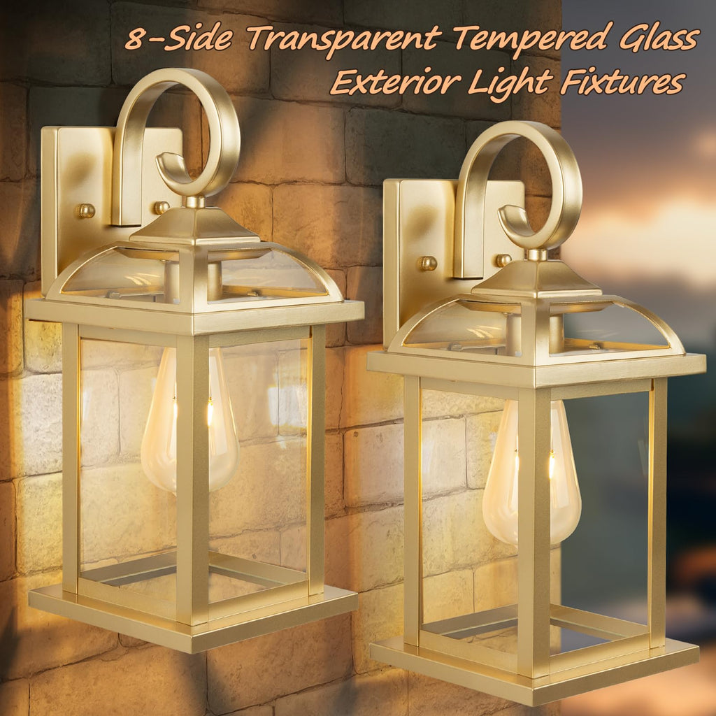 Gold Outdoor Light Fixtures Brass Porch Lanterns Anti-Rust