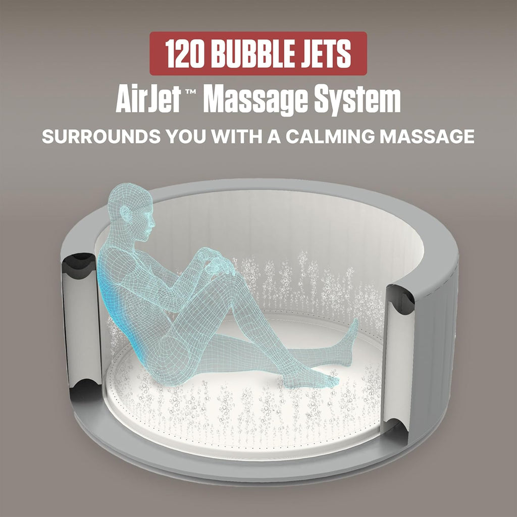 SaluSpa Miami Energy-Efficient AirJet 2-4 Person Inflatable Hot Tub | Smart Portable Outdoor Spa with Built-in