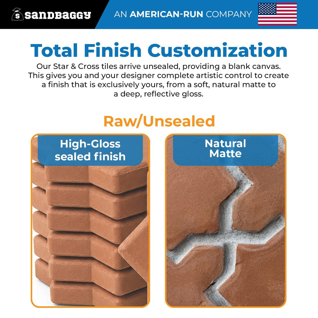 Lincoln Star & Cross Saltillo Terracotta Tile | Unsealed Handmade Mexican Tile - (10, Star & Cross Tile)