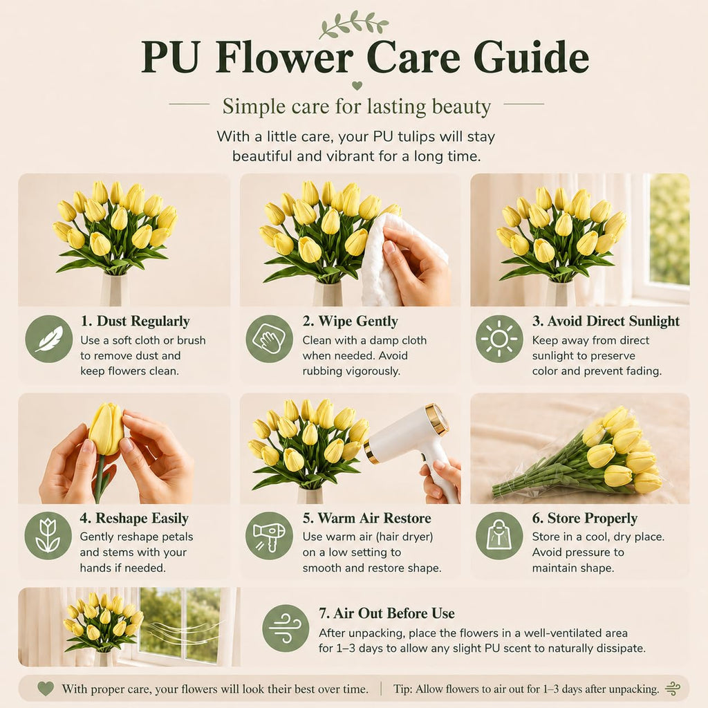 20 Stems Light Yellow Artificial Tulip Flowers Centerpiece