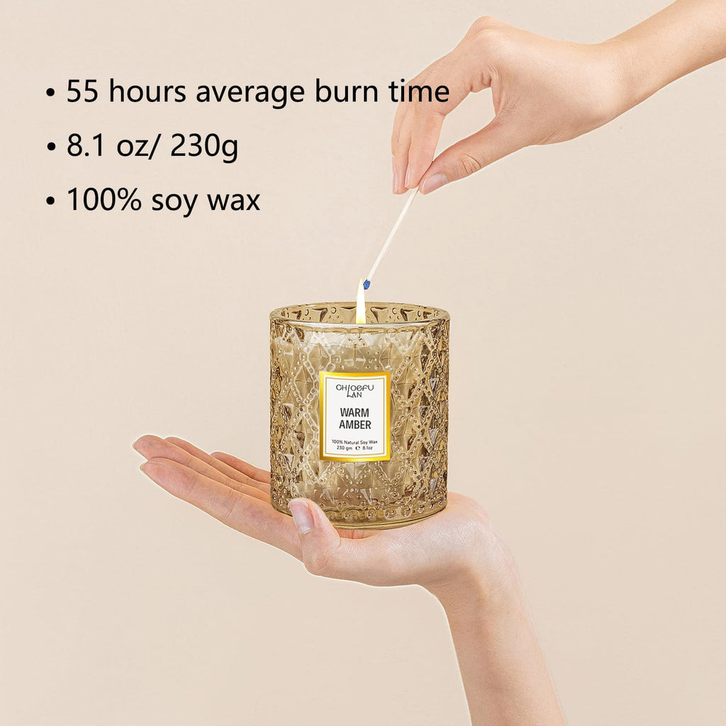 Amber Candles, Luxury Candle Scented, Long Burning Time, Holiday Gifts, All Natural Soy Wax Decorative Candles - Set of 81