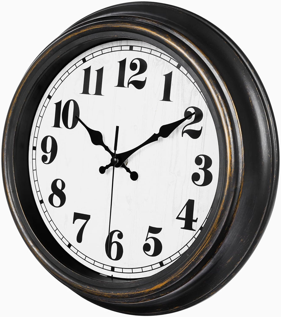 45MinST 12 Inches Retro Wall Clock, Silent Non Ticking Battery Operated Movement, Decor for Home/Wall Decor