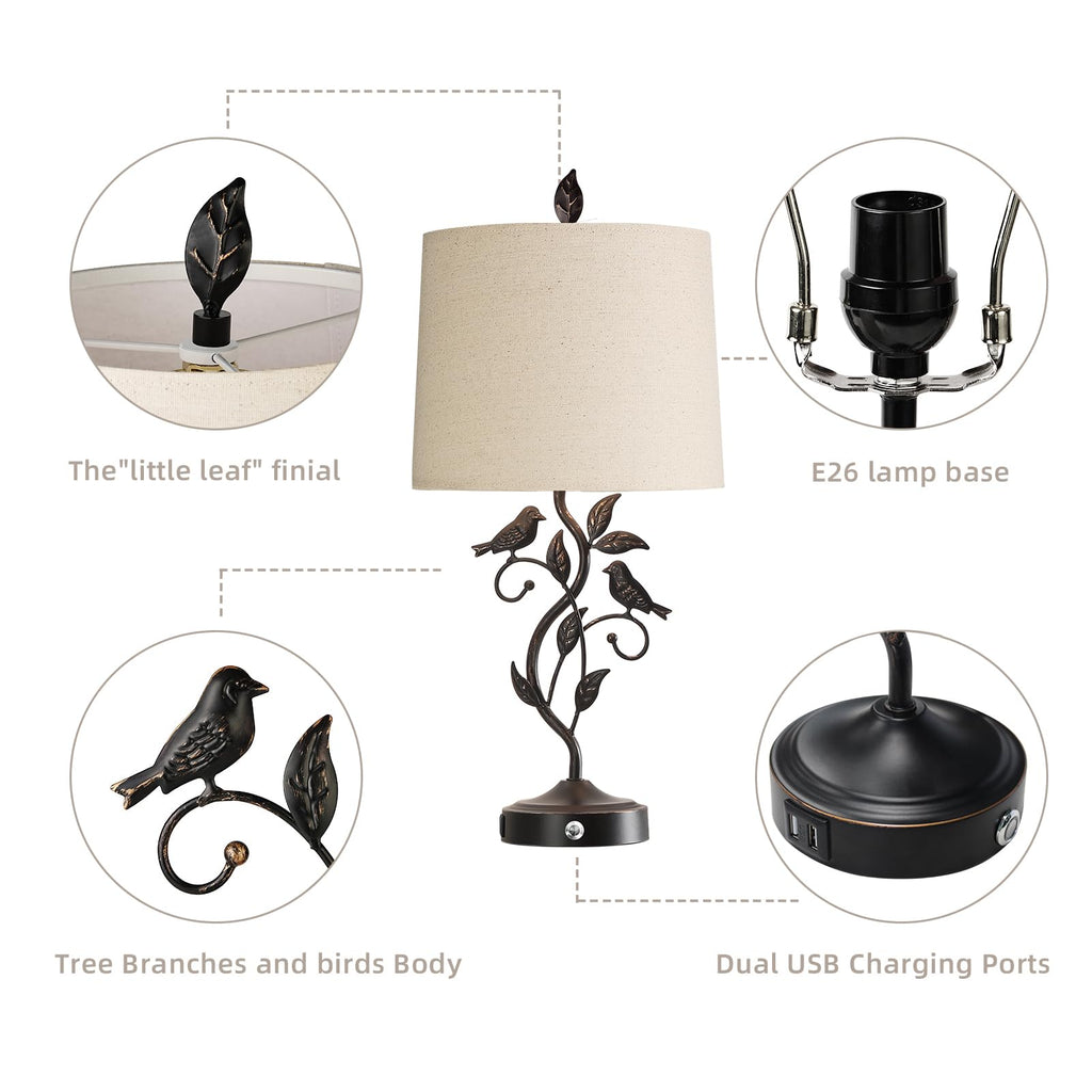 27" Set of 2 Touch Farmhouse Table Lamps