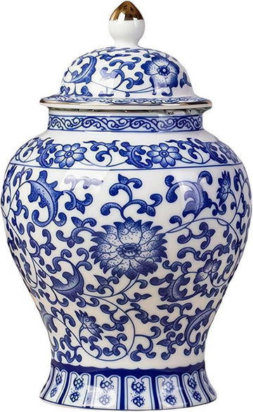 Chinoiserie Blue White Ginger Jars, Porcelain Jar Tea Storage, Ceramic Decorative Ginger Jar With Lid, Chinoiserie