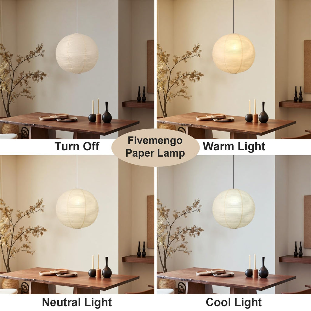 20in Paper Lanterns Plug in Hanging Lamp Off-White 19.7FT Cord