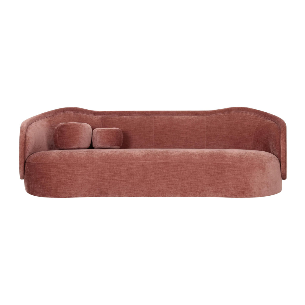 Circe Cream Textured Velvet Sofa (Mauve)