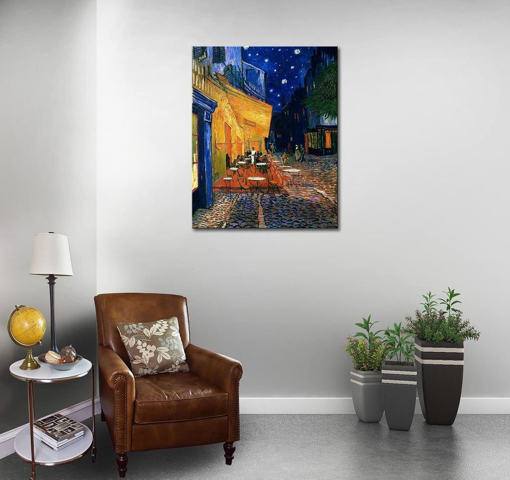 Vincent Van Gogh Canvas Wall Art Cafe Terrace At Night Painting Classic Artwork Bedroom Home Kitchen Decorations 24"