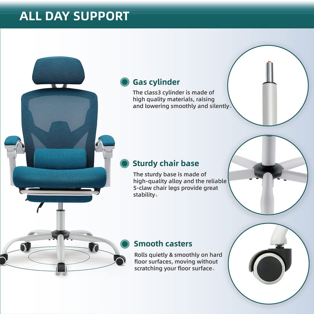 Ergonomic Gaming Chair with Footrest, Mesh Computer Office Chair