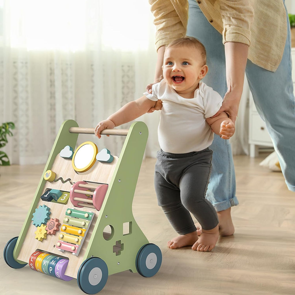 Wooden Baby Walker, Montessori Push Walker for Babies 10-12 Months