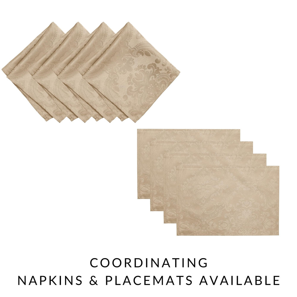 Caiden Elegance Damask Tablecloth, Taupe - 70" W x 70" L Round