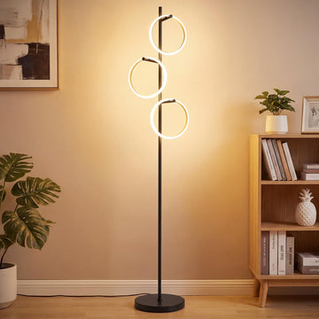 Black Floor Lamp with 3 Lights, Modern LED Tree Floor Lamp