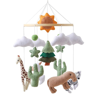 Baby Mobile for Crib - Hanging Felt Nursery Mobile - Fits Most Crib Arms - Gender-Neutral Safari Animals Nursery