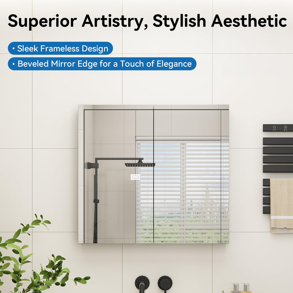 Aluminum Medicine Cabinet 30"x27.5" Recessed/Surface