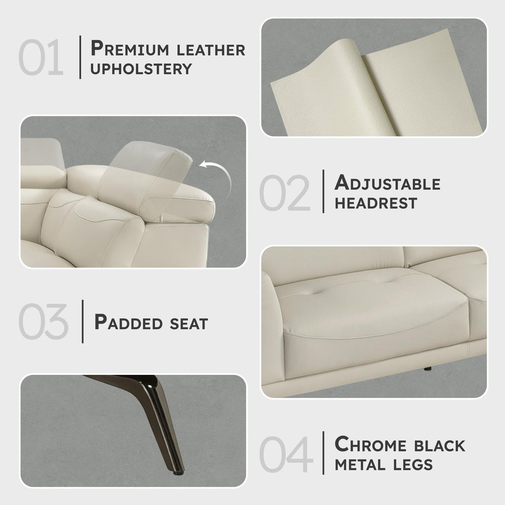 Leather Match L-Shaped Sectional Sofa, Right Chaise, Beige