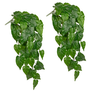 2 Packs UV Resistant Artificial Hanging Plants Outdoors & Indoors, 33" Large Fake Pothos Plants Faux Monstera Hanging